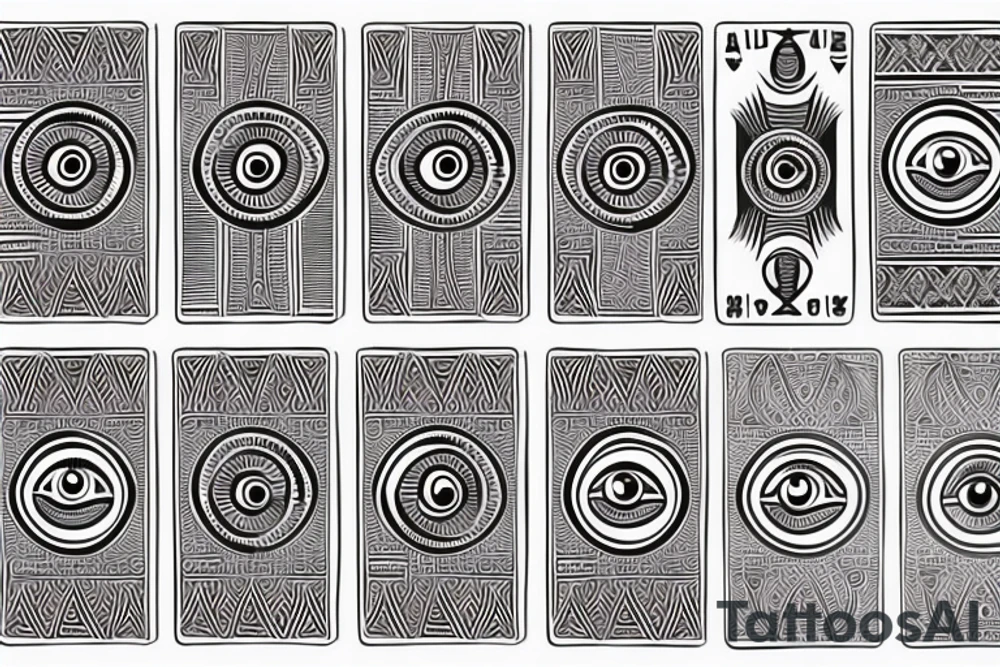 Egyptian eye symbol on playing card tattoo idea