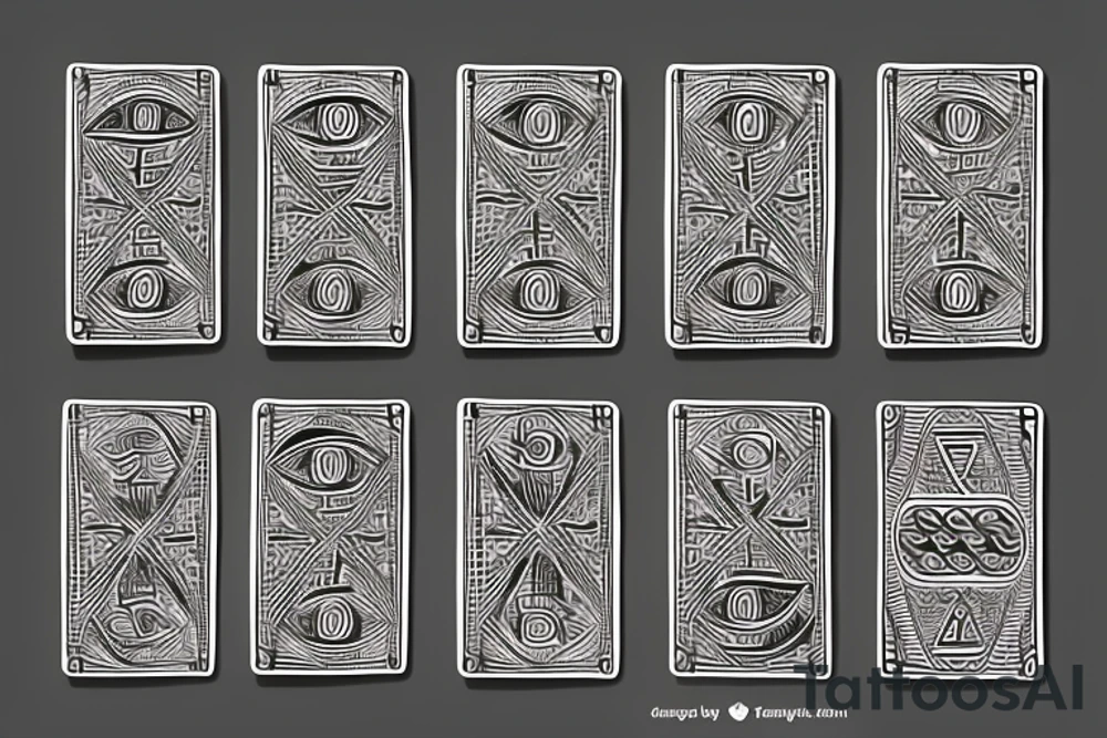 Egyptian eye symbol on playing card tattoo idea