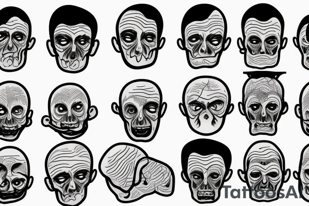 Worried man, brains, anxiety, overthinking tattoo idea