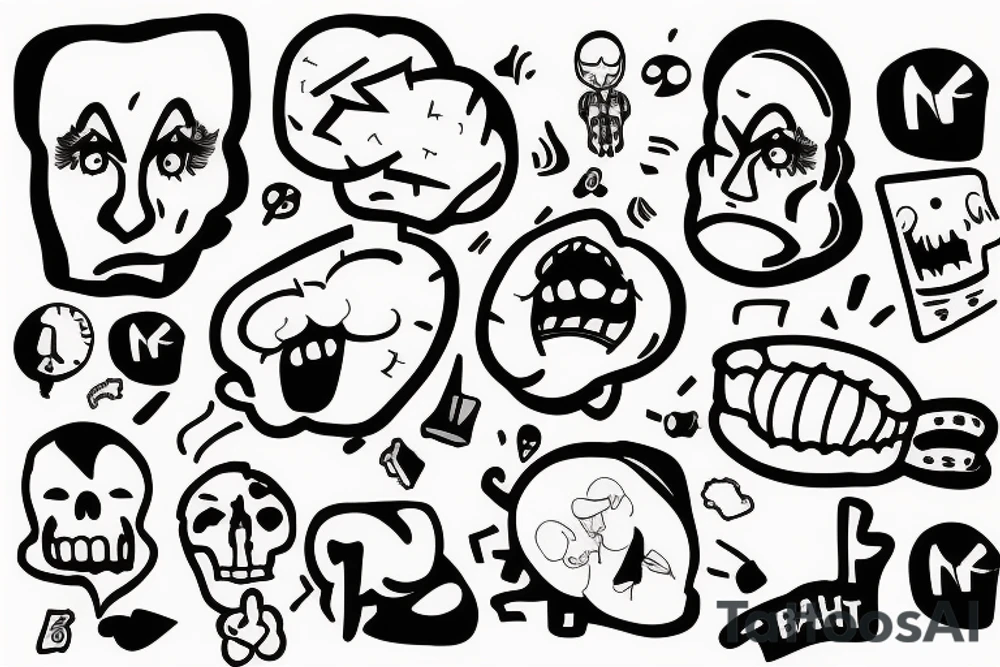 Worried man, brains, anxiety, overthinking tattoo idea