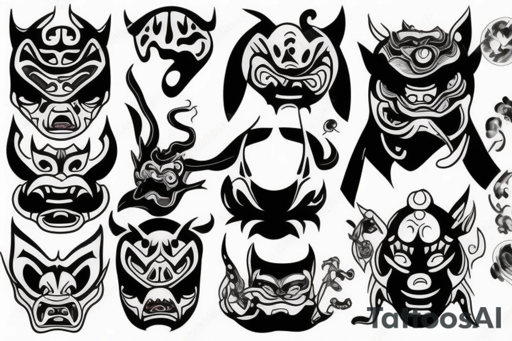 Oni mask tattoo idea