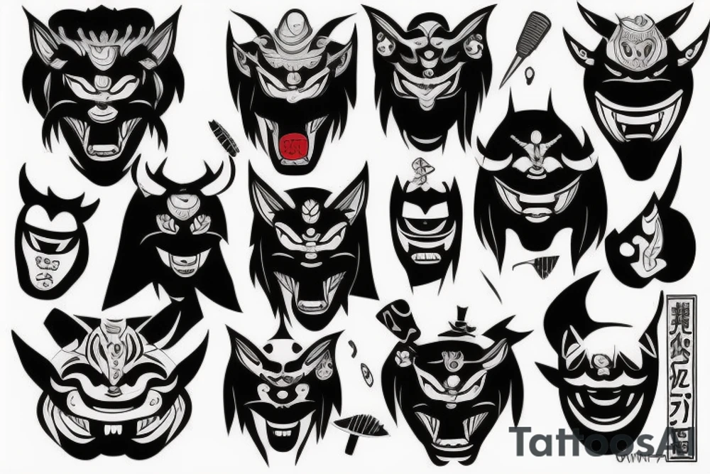 Oni mask tattoo idea