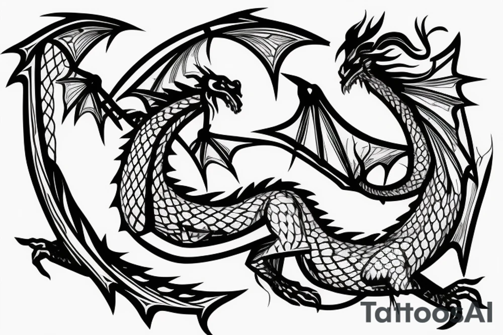 a dragon tangled into the sign of Virgo tattoo idea