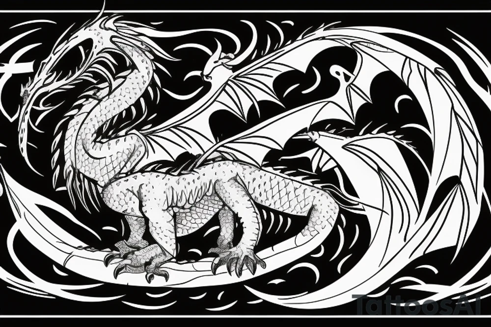 a dragon tangled around the sign of Virgo tattoo idea