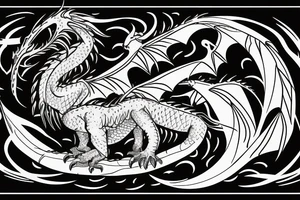 a dragon tangled around the sign of Virgo tattoo idea