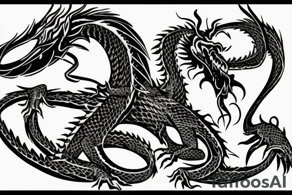 a dragon tangled around the sign of Virgo tattoo idea