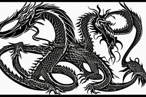 a dragon tangled around the sign of Virgo tattoo idea