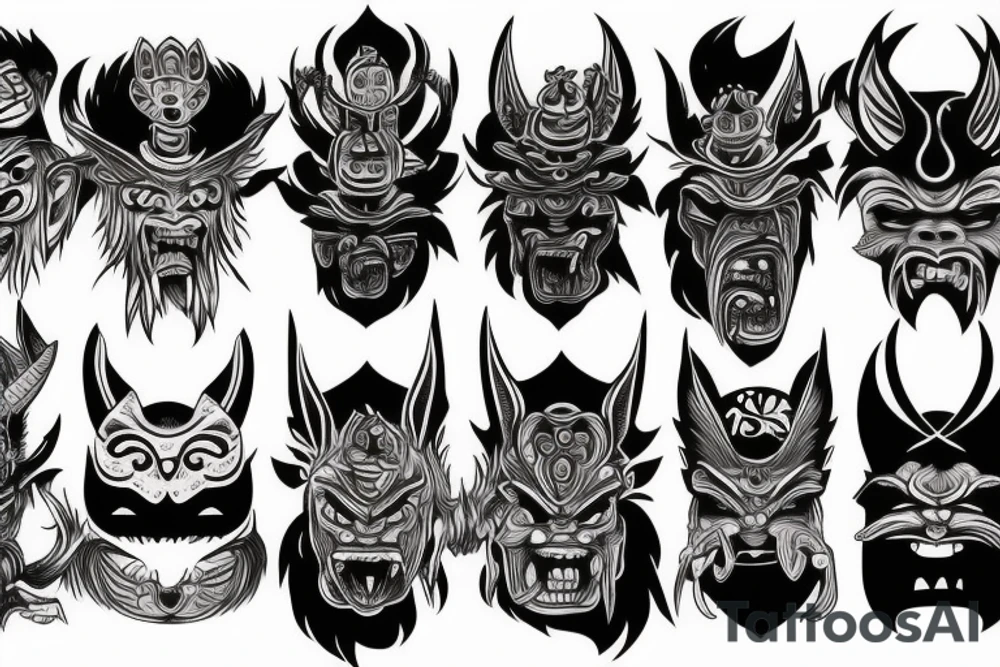 Oni mask tattoo idea