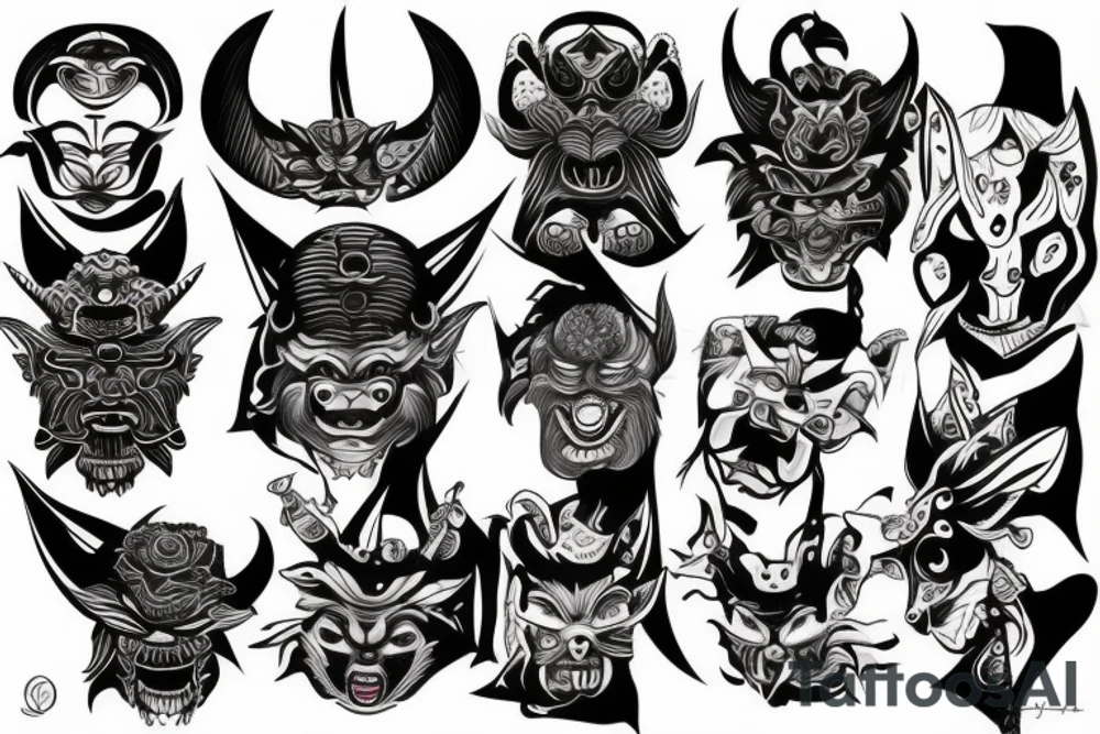 Oni mask tattoo idea