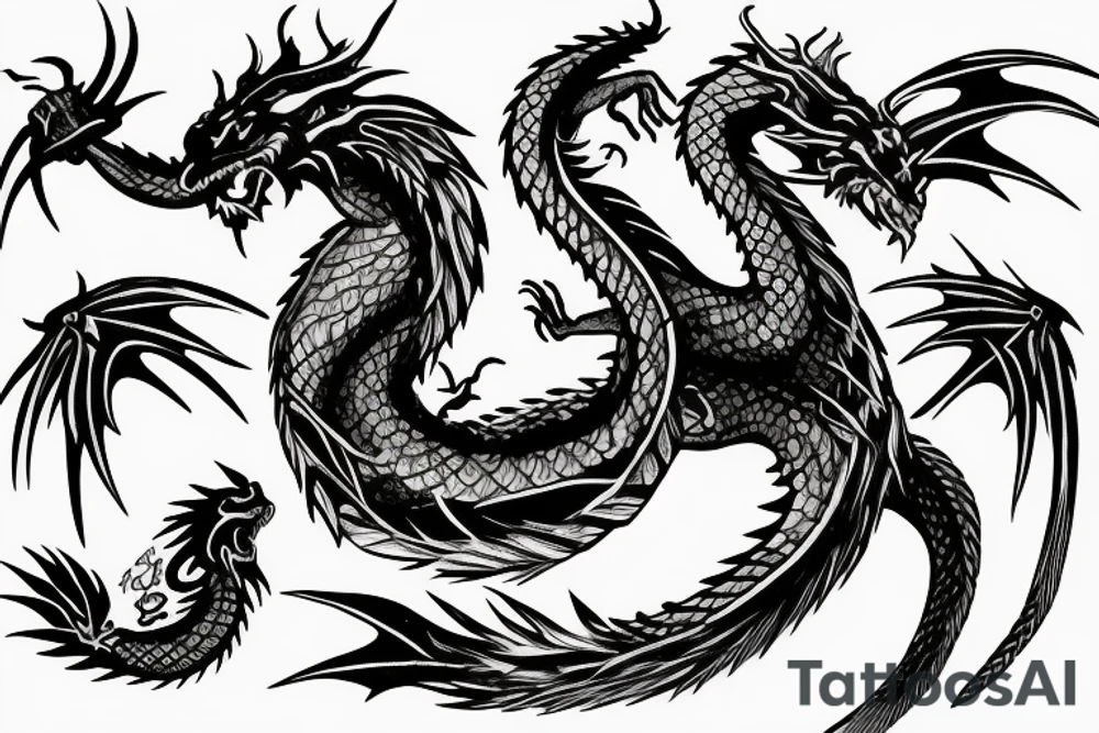 a dragon tangled around the sign of Virgo tattoo idea