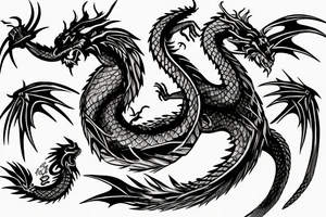 a dragon tangled around the sign of Virgo tattoo idea