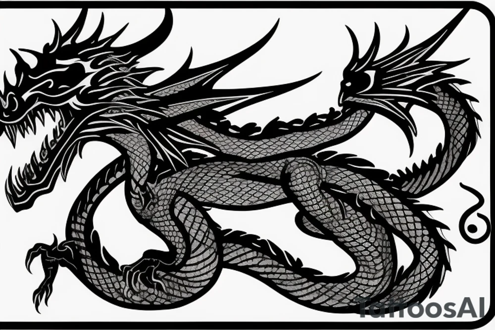 a dragon tangled around the sign of Virgo tattoo idea