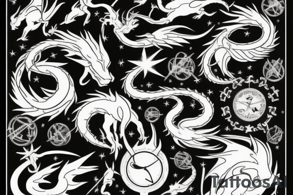 a constellation for the sign of virgo being a dragon tattoo idea