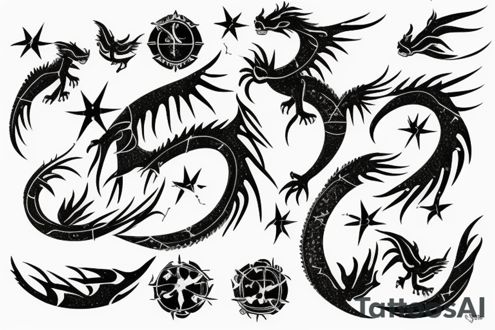 a constellation for the sign of virgo being a dragon tattoo idea