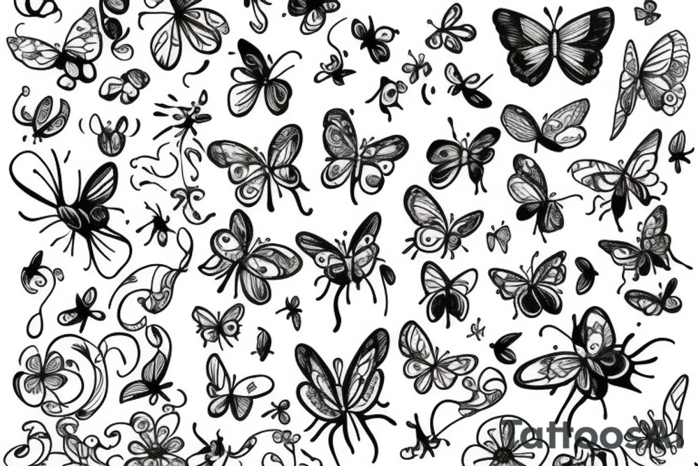 line of music with butterflies and flowers in the place of notes tattoo idea
