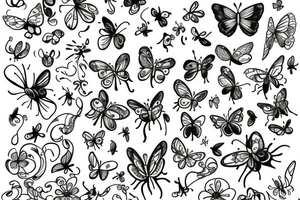 line of music with butterflies and flowers in the place of notes tattoo idea