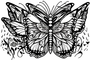 butterflies on a blank line of music tattoo idea