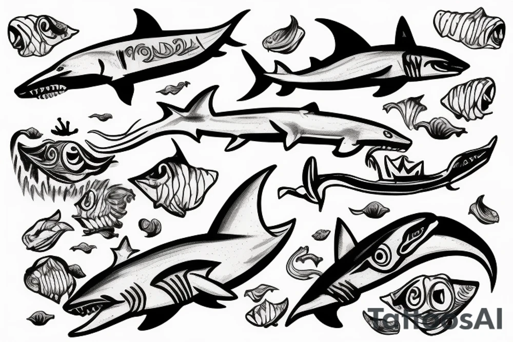 Poseidon riding a shark tattoo idea