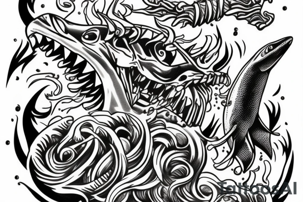 Poseidon riding a shark tattoo idea