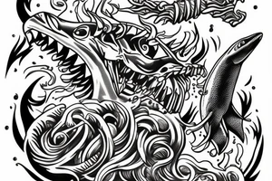 Poseidon riding a shark tattoo idea