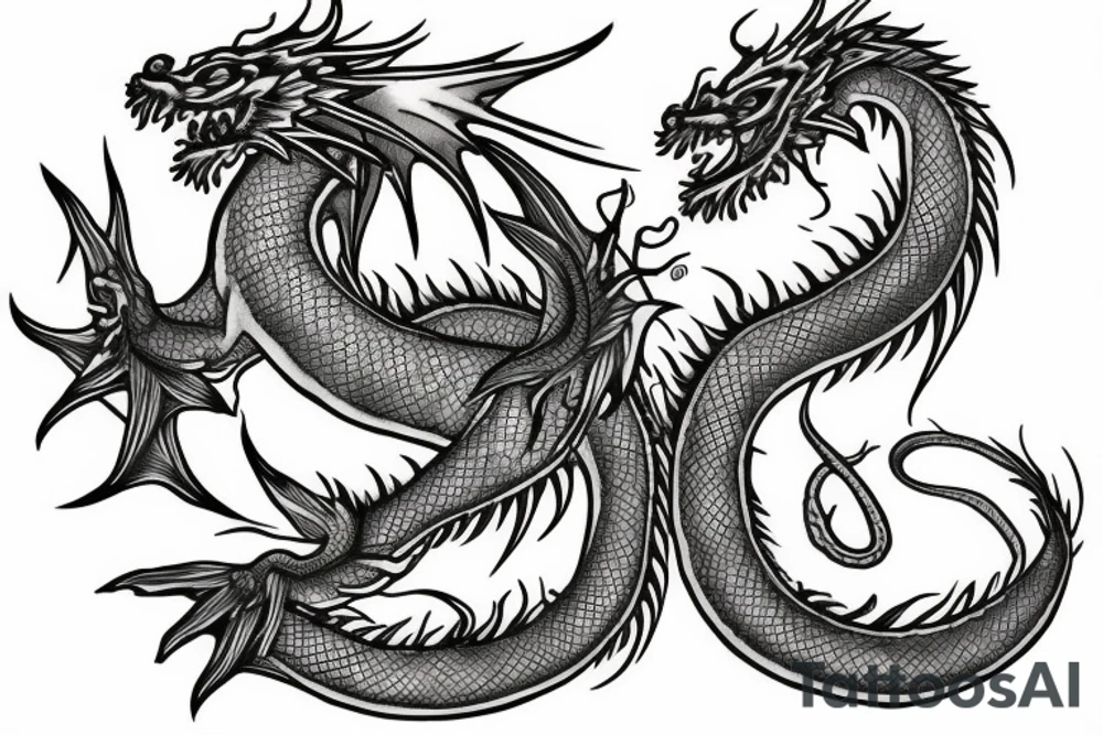 Water god dragon with water stream tattoo idea