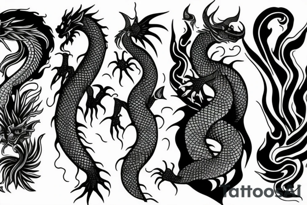 Water god dragon with water stream tattoo idea