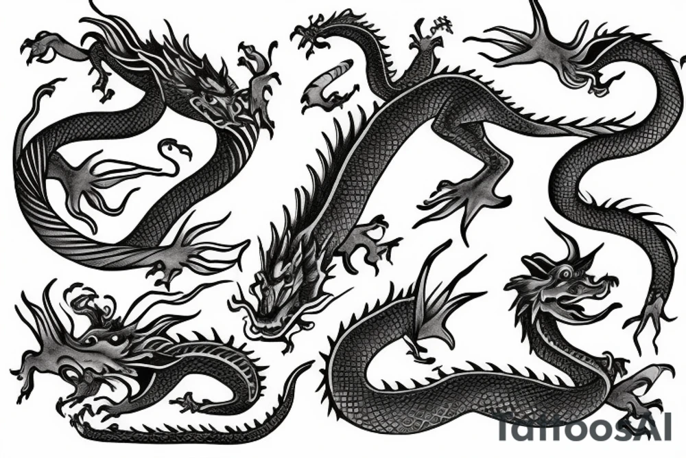 Water god dragon with water stream tattoo idea