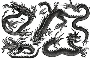 Water god dragon with water stream tattoo idea