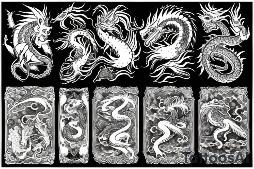 dragon with water stream tattoo idea