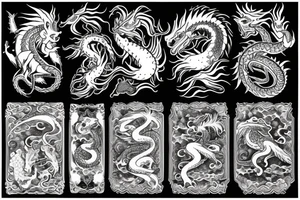 dragon with water stream tattoo idea