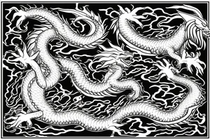 dragon with water stream tattoo idea