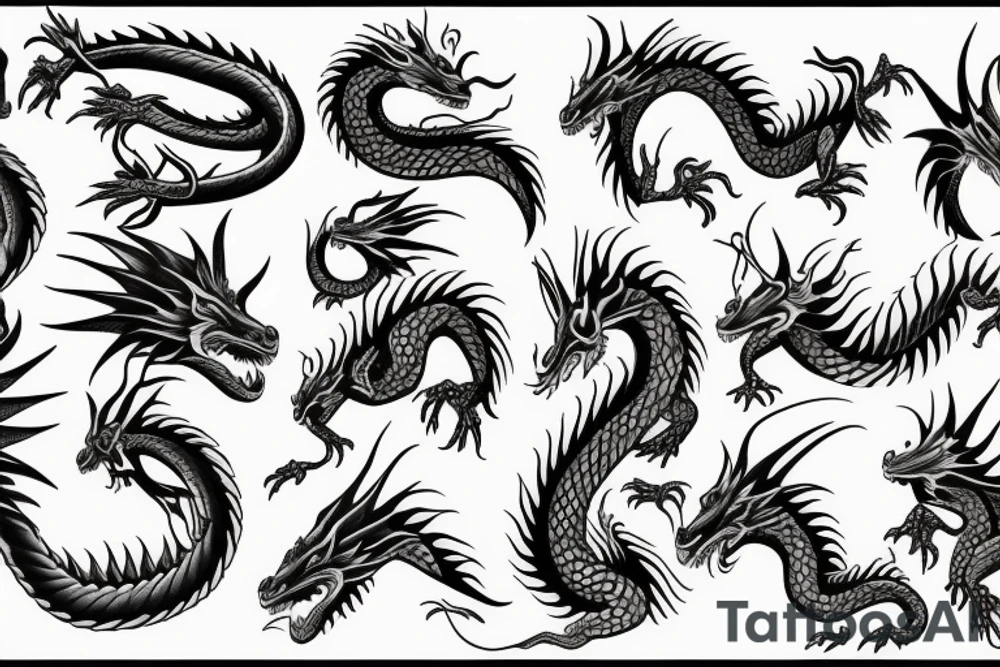 dragon  water stream tattoo idea
