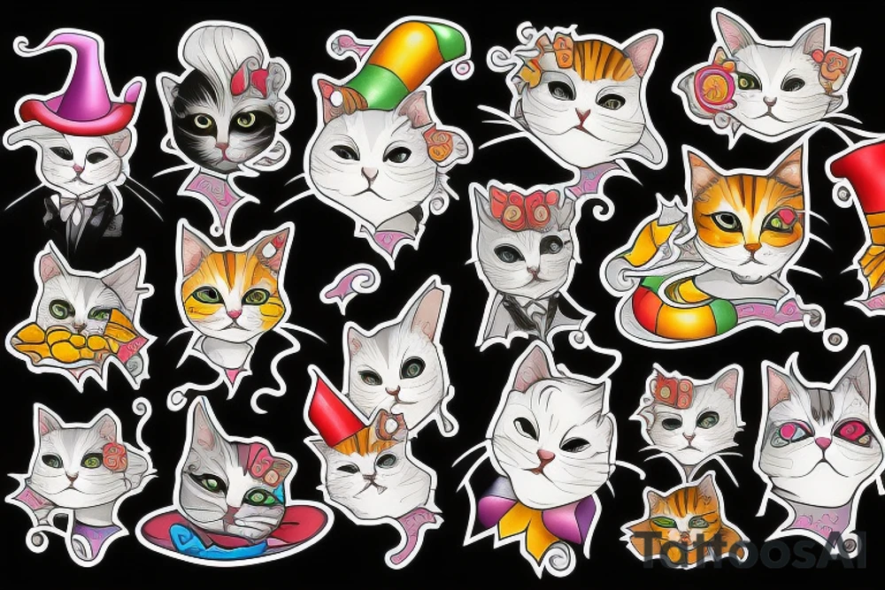 clown cat tattoo idea