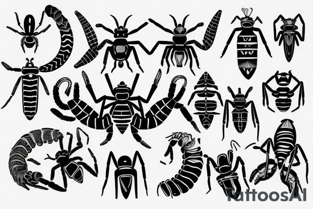 geometric scorpion with only lines and cercles, no filling tattoo idea