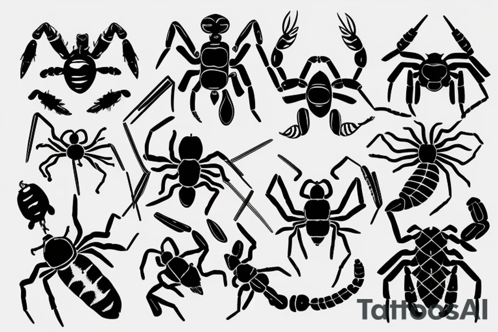 geometric scorpion with only lines and cercles, no filling tattoo idea