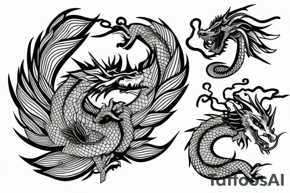 dragon with morning glory flower tattoo idea