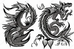 dragon with morning glory flower tattoo idea