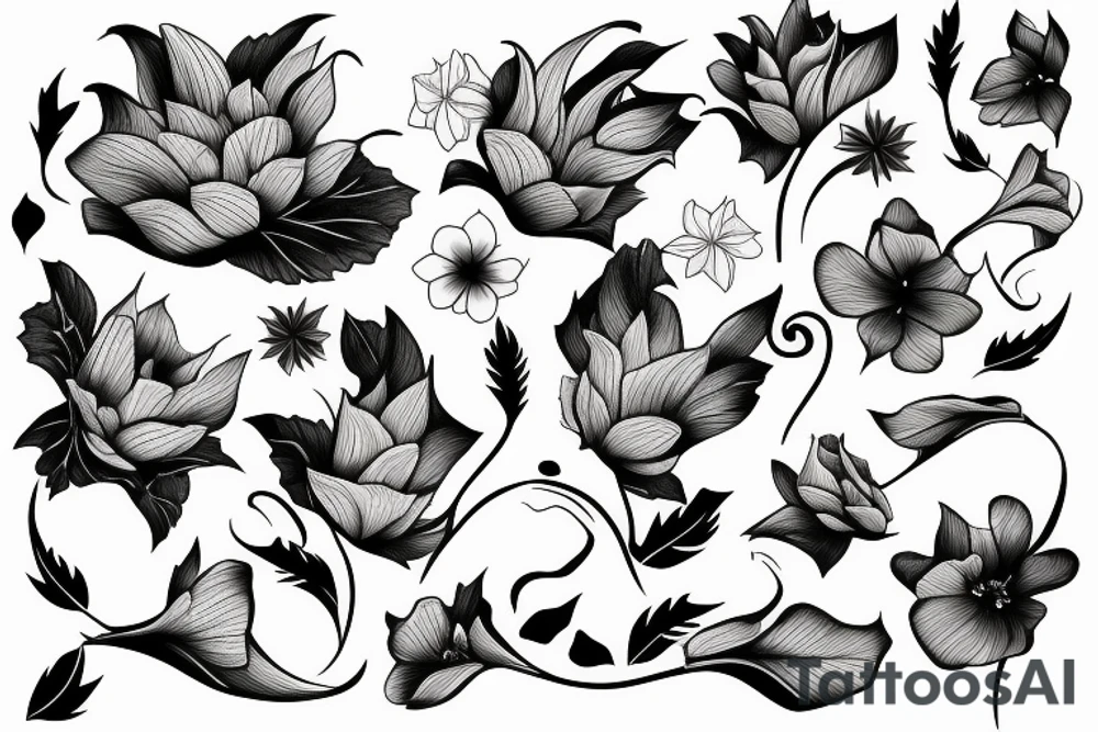dragon with morning glory flower tattoo idea