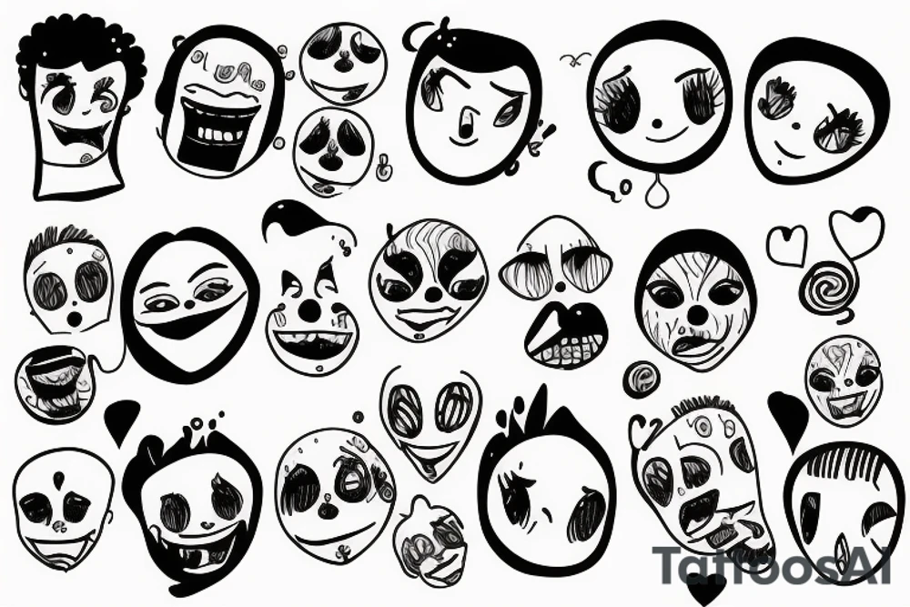 Sad and happy faces tattoo idea