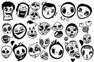 Sad and happy faces tattoo idea