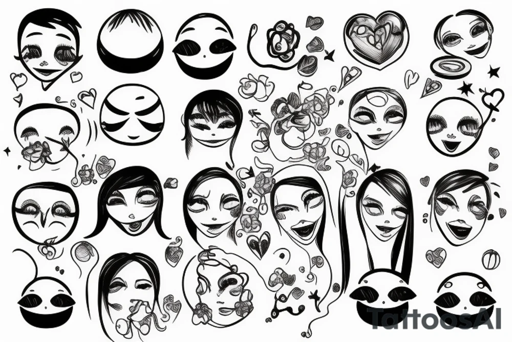 Sad and happy faces tattoo idea
