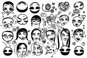 Sad and happy faces tattoo idea