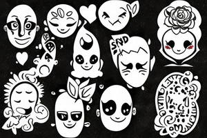 Sad and happy faces tattoo idea