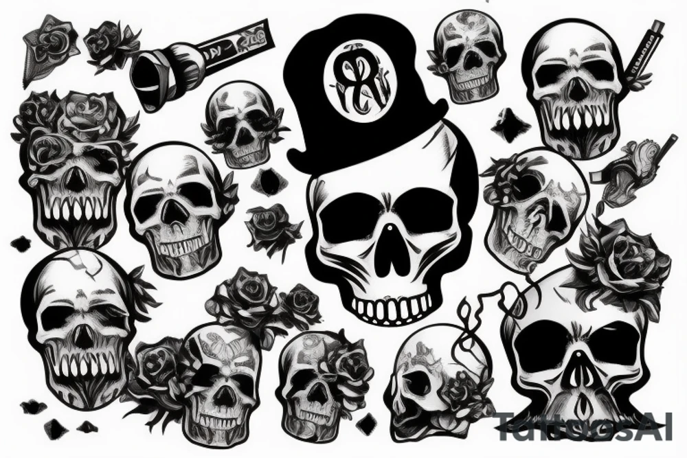 Skull coming out of cigarette tattoo idea