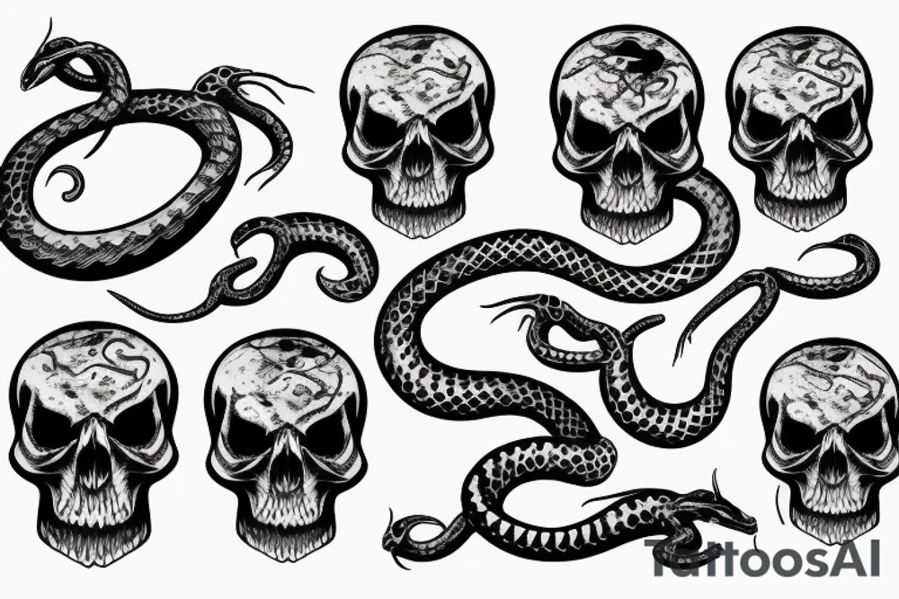 a wounded snake in a skull tattoo idea