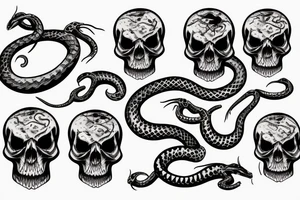 a wounded snake in a skull tattoo idea