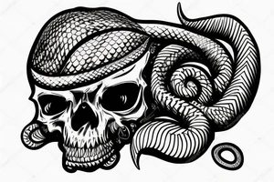 a wounded snake in a skull tattoo idea