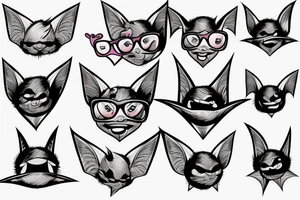 smiling bat in glasses tattoo idea