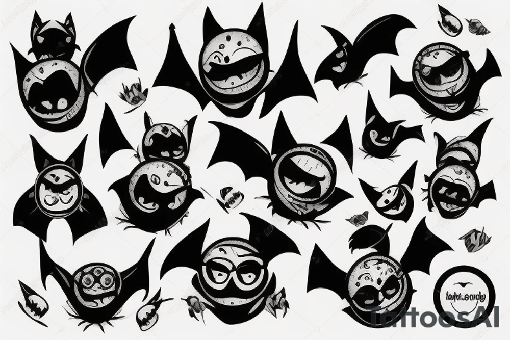 smiling bat in glasses tattoo idea