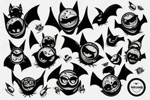 smiling bat in glasses tattoo idea